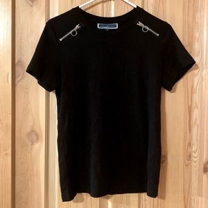 Black Tee with Zipper Detail